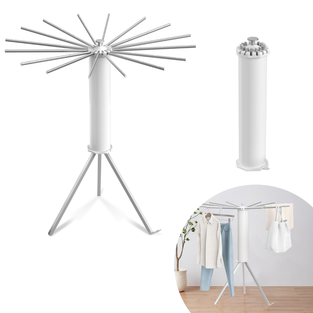 Foldable 360° Rotating Clothes Drying Stand | Aluminum Tripod Laundry Rack