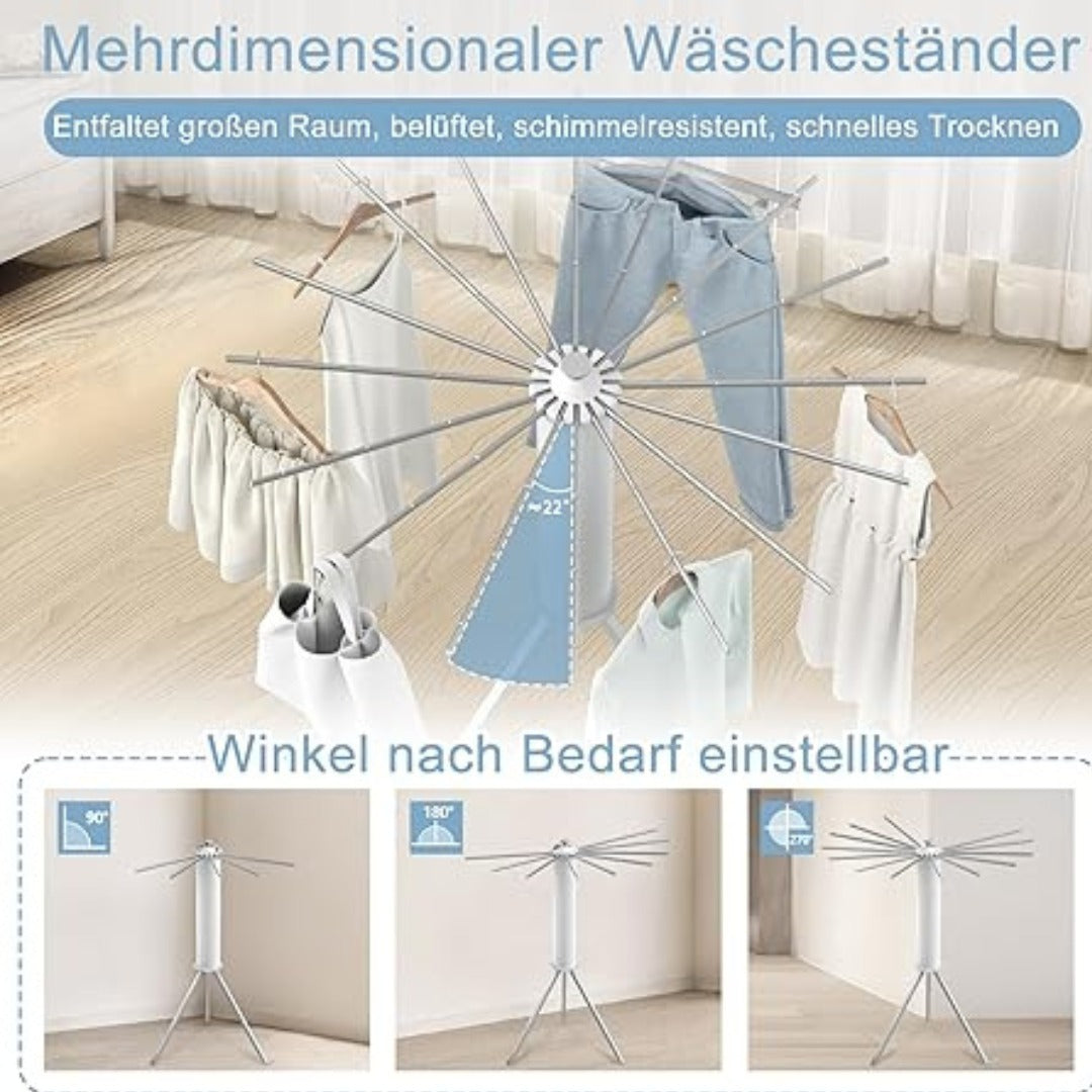 Foldable 360° Rotating Clothes Drying Stand | Aluminum Tripod Laundry Rack